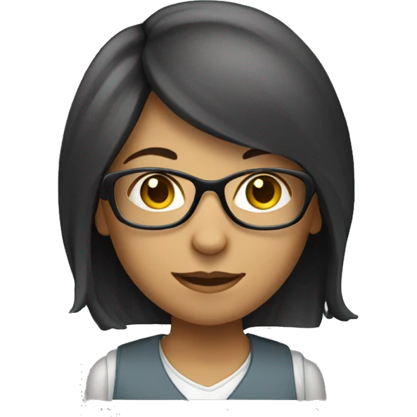 female student with shoulder length hair and glasses emoji