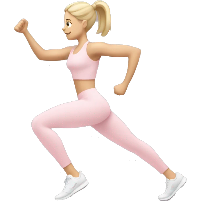 white girl  in light pink clothes exercising emoji