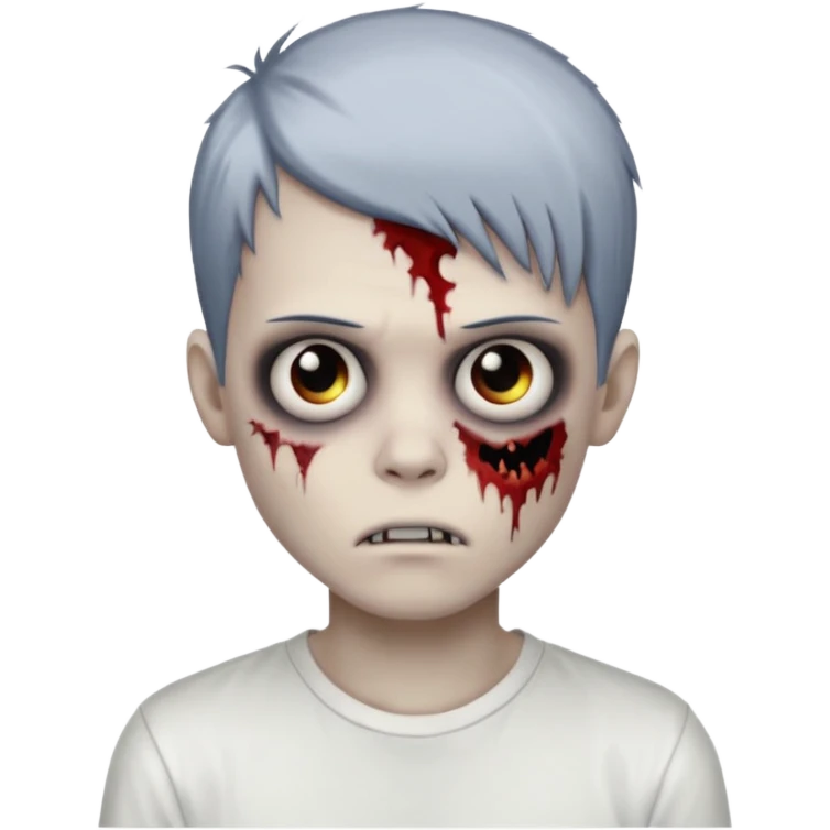 zombie boy with emo hair and white shirt emoji created using AI. Copy and paste zombie boy with emo hair and white shirt emoji to use or share on Discord and Slack.
 emoji
