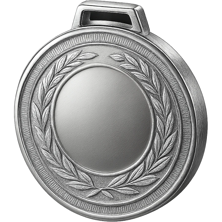 shiny and sleek medal in white or silver, no text emoji
