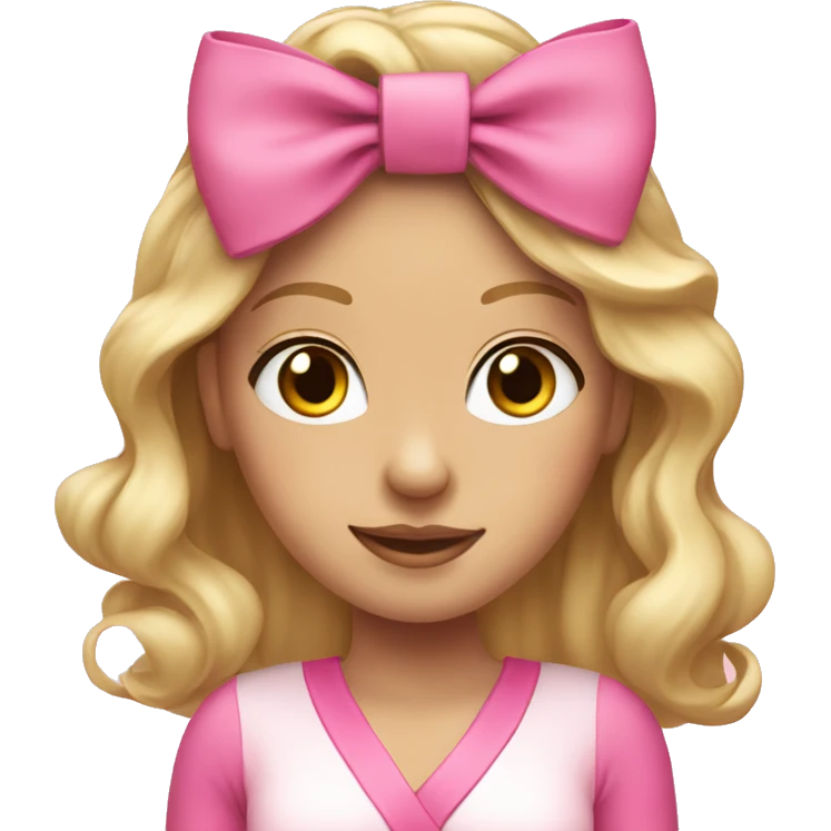 blonde girl with pink bow in hair pink outfit  emoji