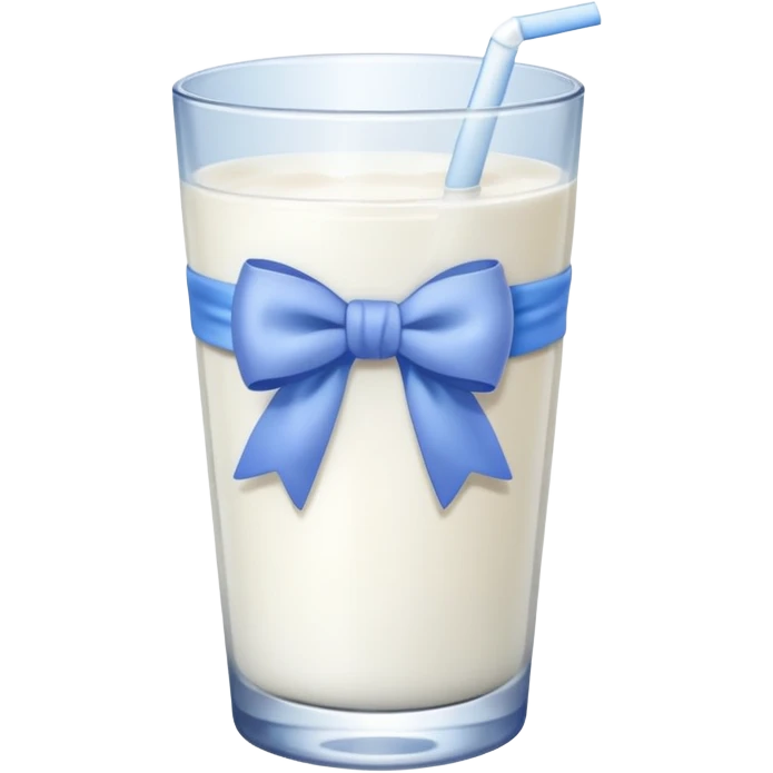 Glass of milk with a Periwinkle bow wrapped around the glass  emoji