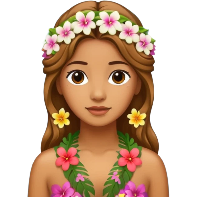 Hawaiian with flowers waterfall emoji