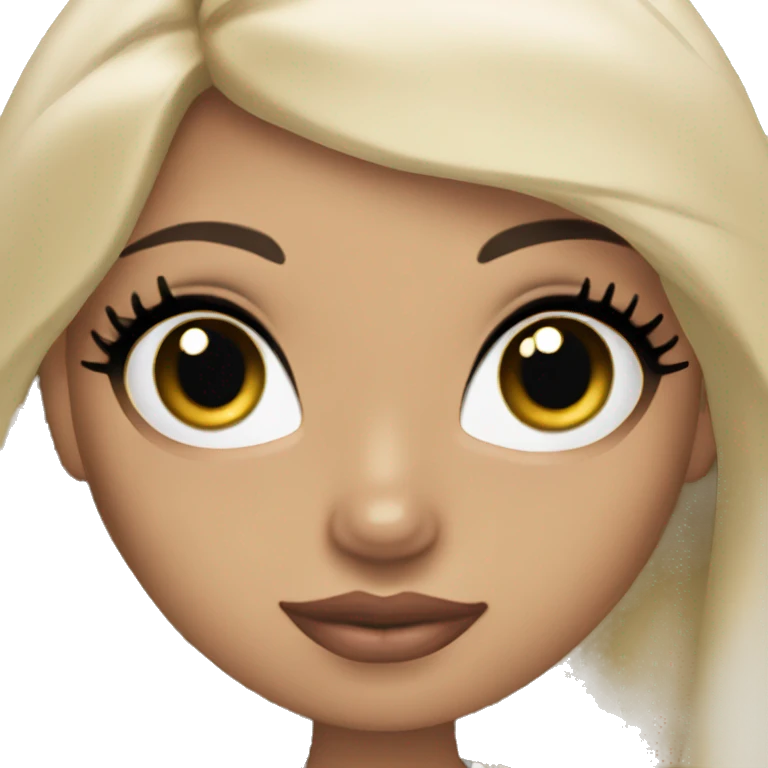 Bratz, bride, black hair, olive skin, hazel almond cat eyes emoji