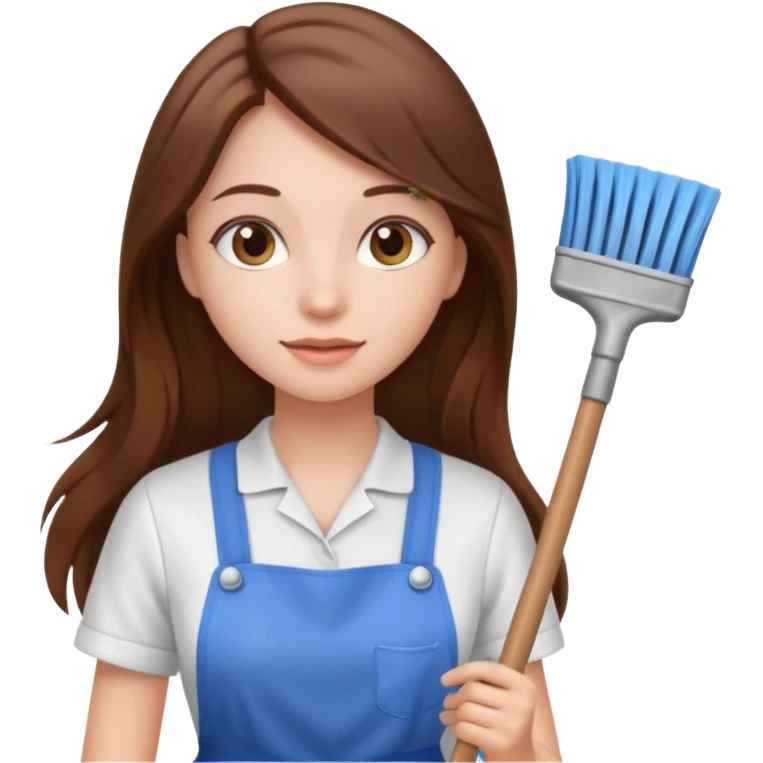 beautiful girl with long brown hair cleaning emoji