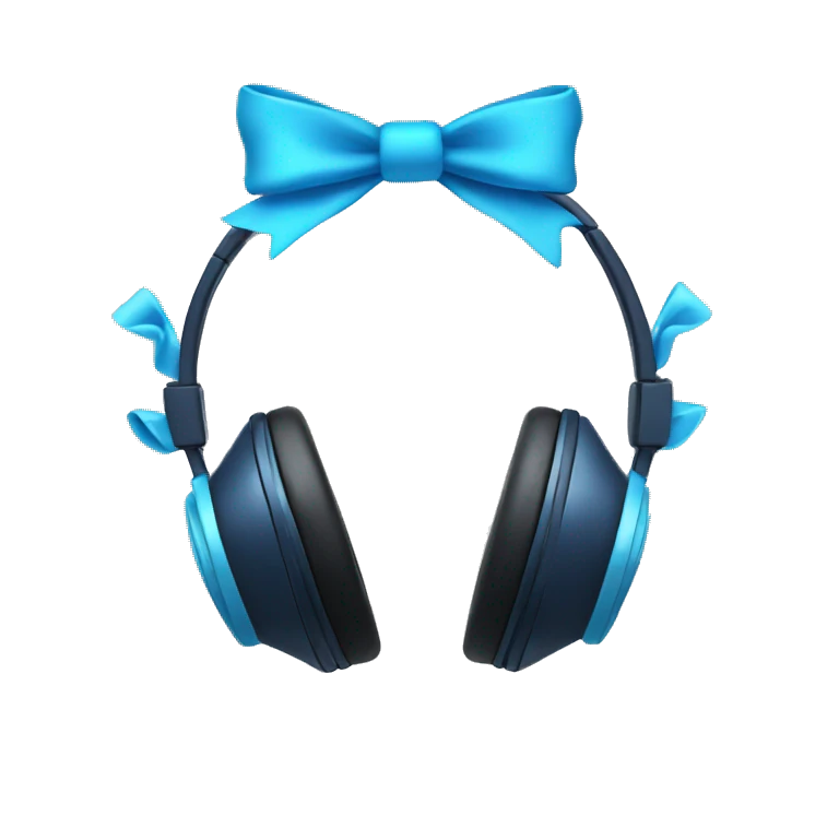 Headphones with aesthetic bows in blue emoji