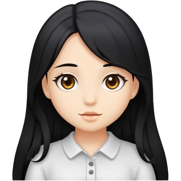 Cute girl long black hair brown eyes emoji