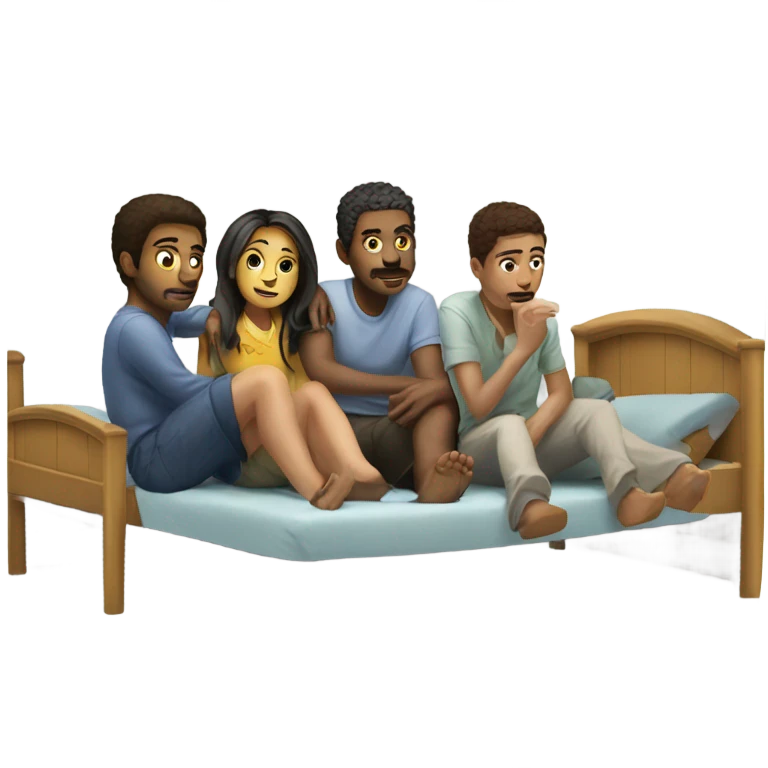 5 people all in top of upper bunk bed  emoji