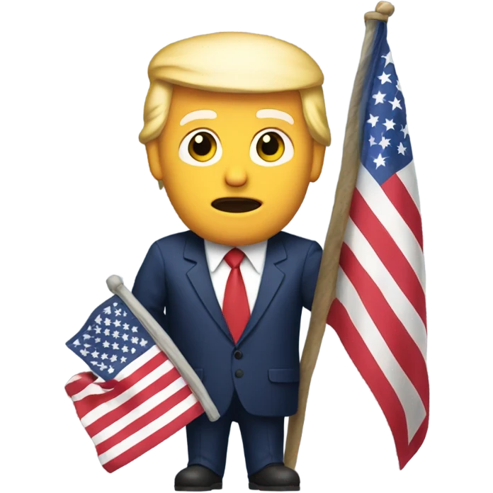 Donald trump holding a American flag emoji