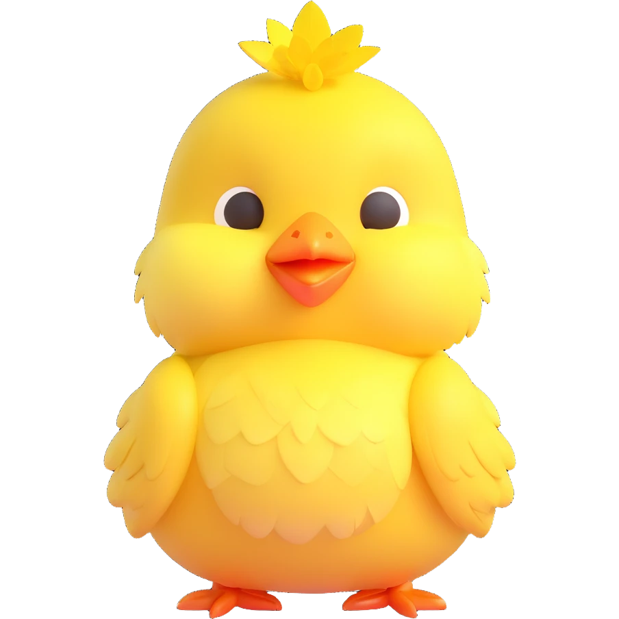 cartoon baby chick with yellow feathers and a small halo emoji