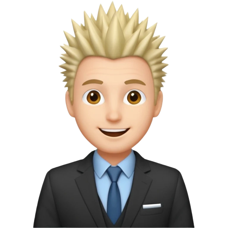 fat spiky haired happy man with suit emoji