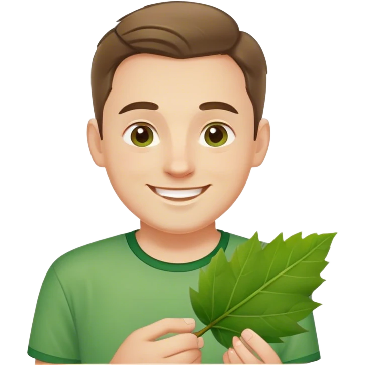 polish man in green shirt happy leaf emoji