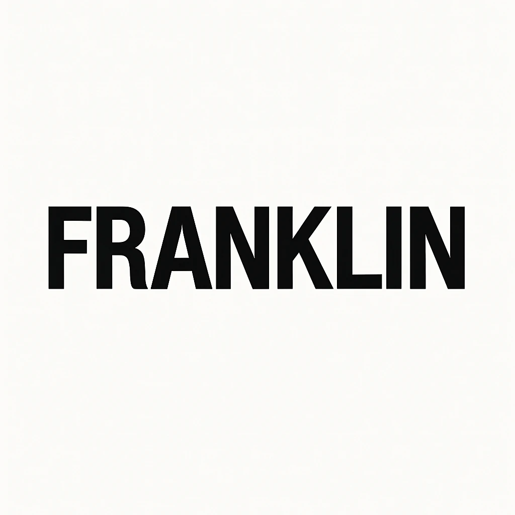 word mark 'FRANKLIN' in all caps, clean sans-serif Helvetica-inspired, bold, black emoji