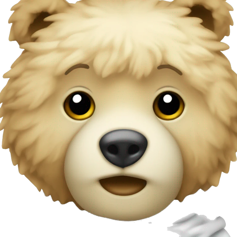 Peluche ourson avec un peignoir blanc  emoji