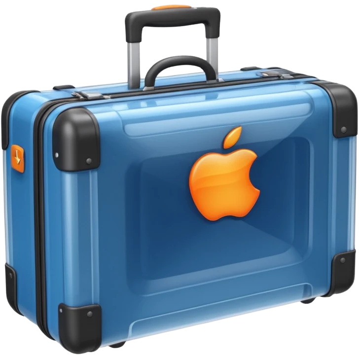 3D render of Suitcase Scan, X-Ray imaging aesthetic, translucent materials showing internal structure, orange and blue airport security style scan of a bag, medical scan style, Apple emoji style, isolated on white background --v 6.0. emoji