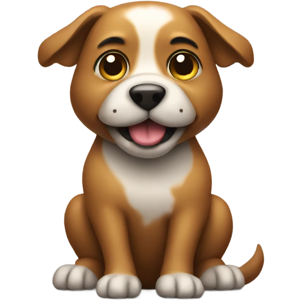 Dog holding a poop emoji