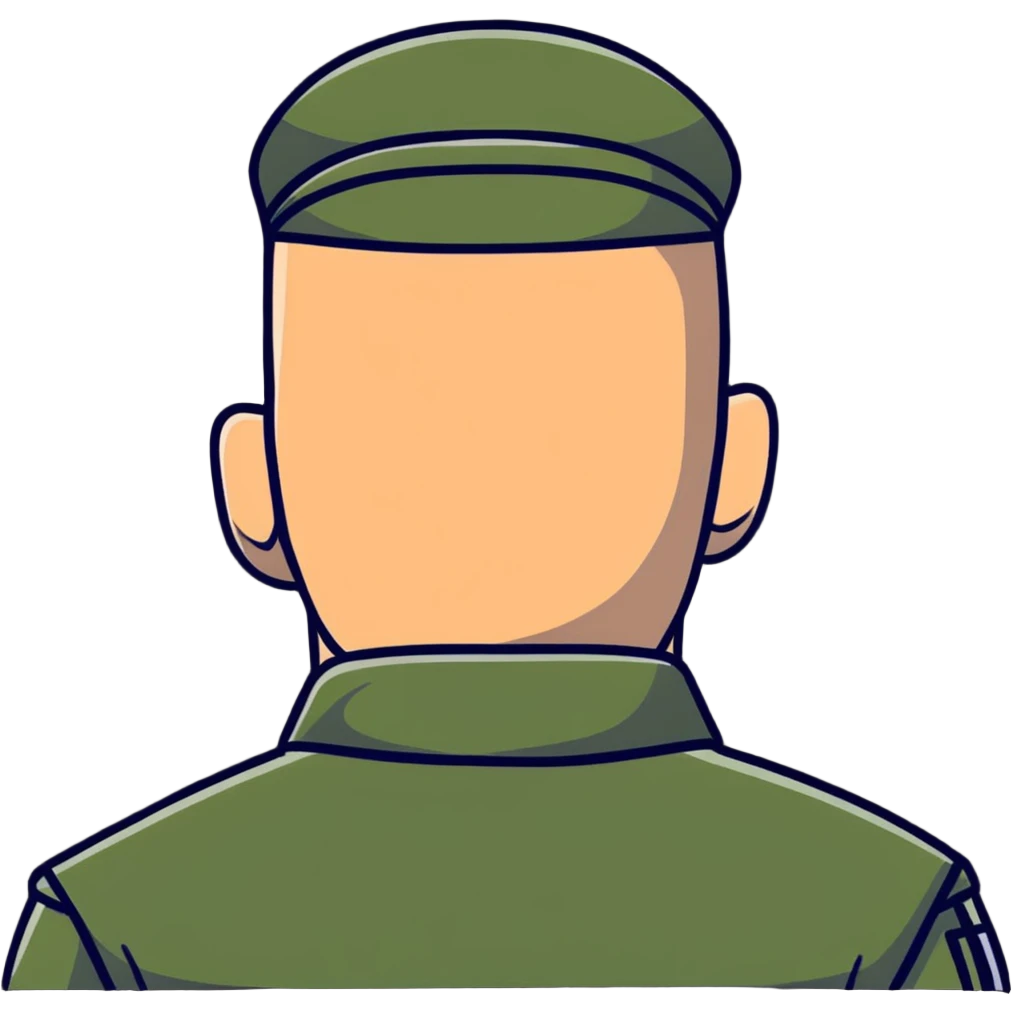 back view of military soldier's head with crew cut emoji