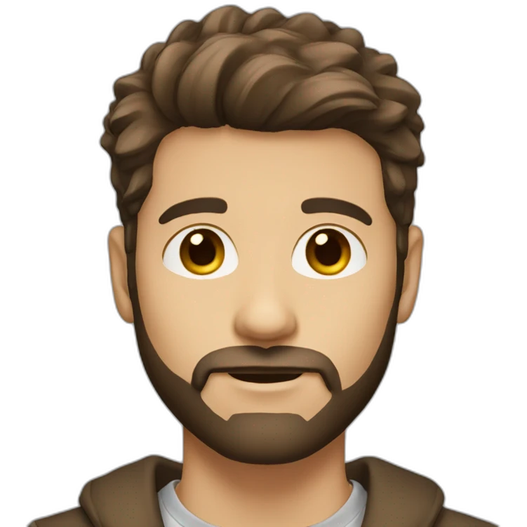 create an headshot emoji of a male with brown eyes, 2 mm hair and beard and bright skinn emoji