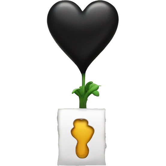 Corazón negro con una A elevada al cuadrado en el interior emoji