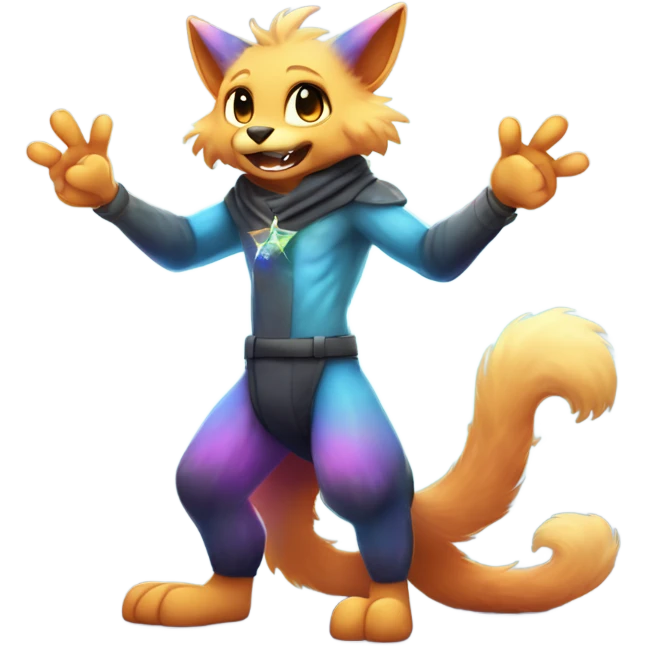 gradient-Sparkle-nebula-fursona anthropomorphic furry Fakémon full body emoji