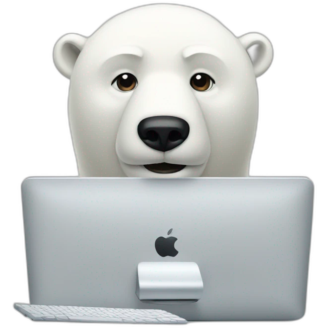 A polar bear with an iMac emoji