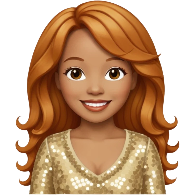 Tina Campbell from Mary Mary with long reddish blonde hair, cream sequin outfit emoji