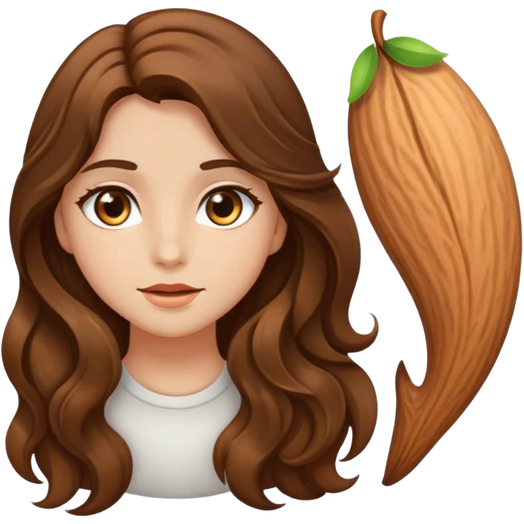 A girl with brown hair and light brown eyes and almond shaped eyes emoji