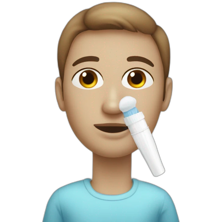 human with a nasal covid test cotton swab emoji