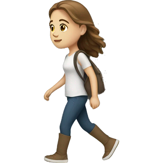 brown-haired white girl walking through a city emoji