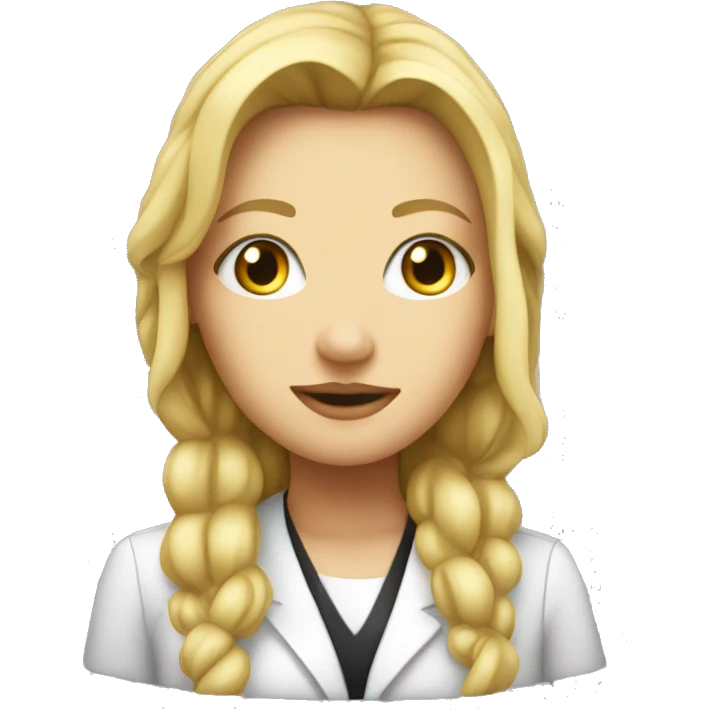 blonde white girl with "PhD" written behind her emoji