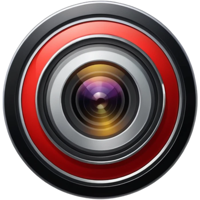 A simple camera lens, apple emoji style, top view emoji