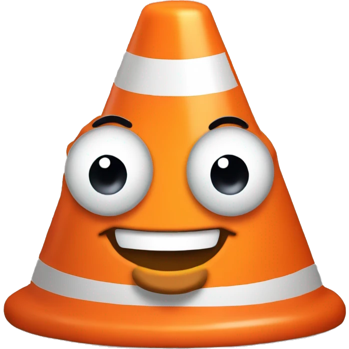 Poop with traffic cone on head and big smile  emoji