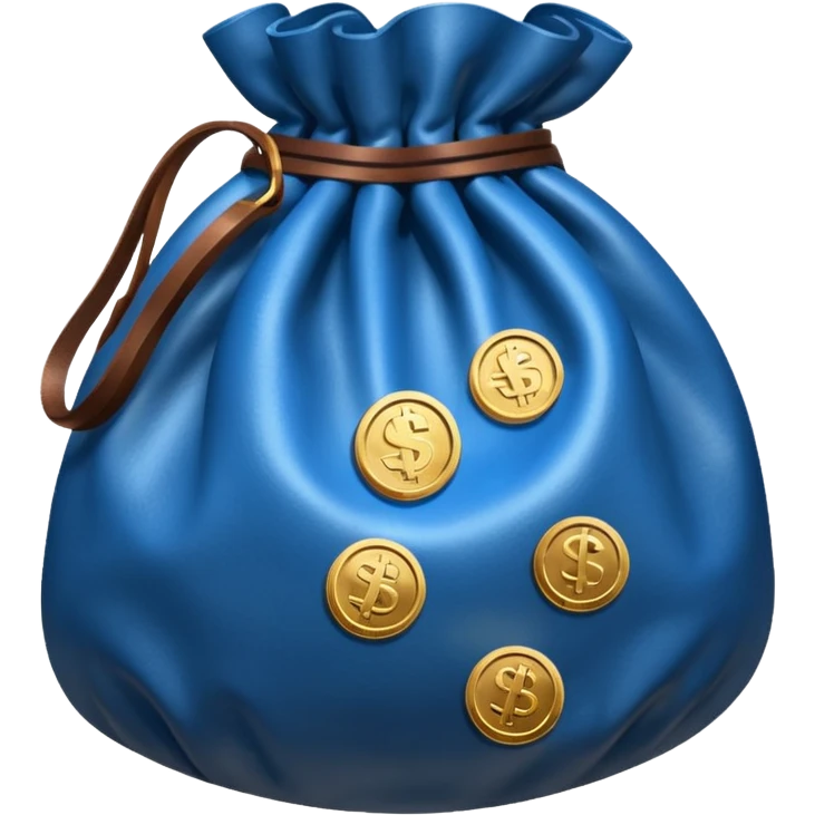 blue coins inside brown money bag emoji