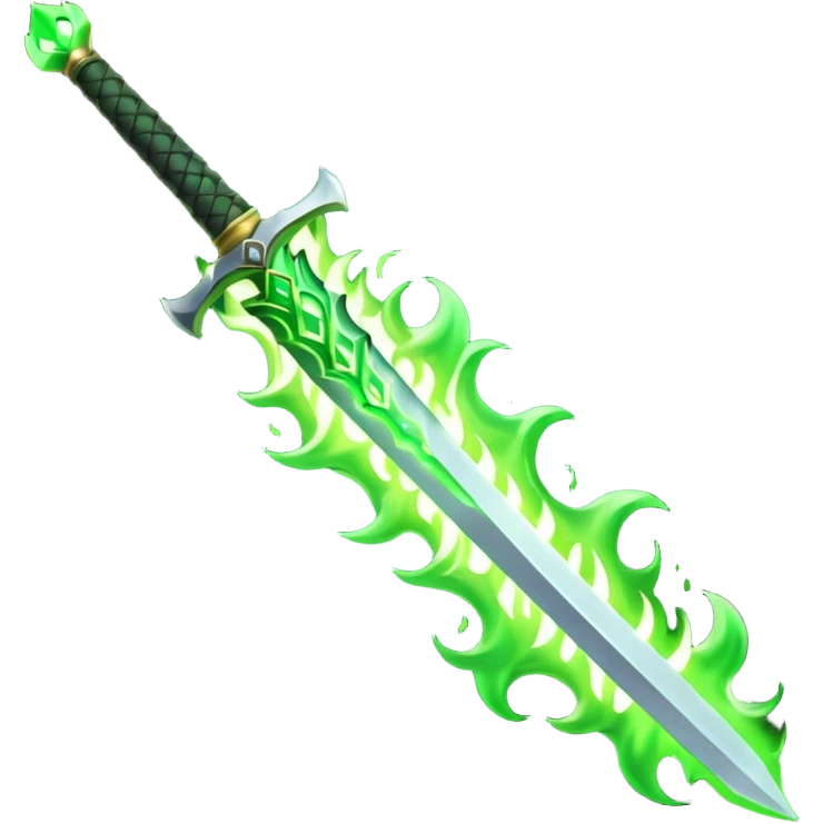 sword burning green flame emoji