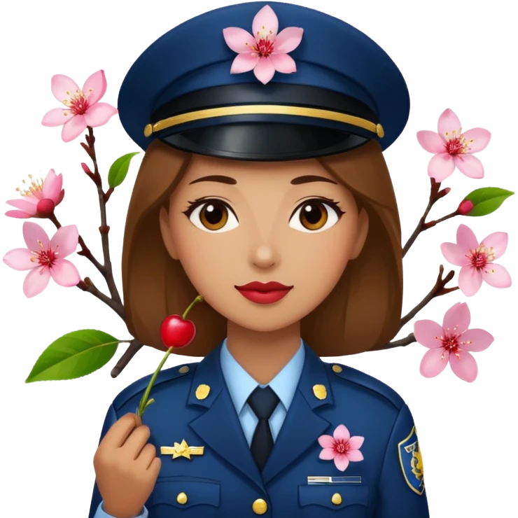 woman officer with cherry blossom emoji