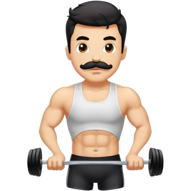 Homme moustachu avec cheveux noirs qui fait du fitness emoji