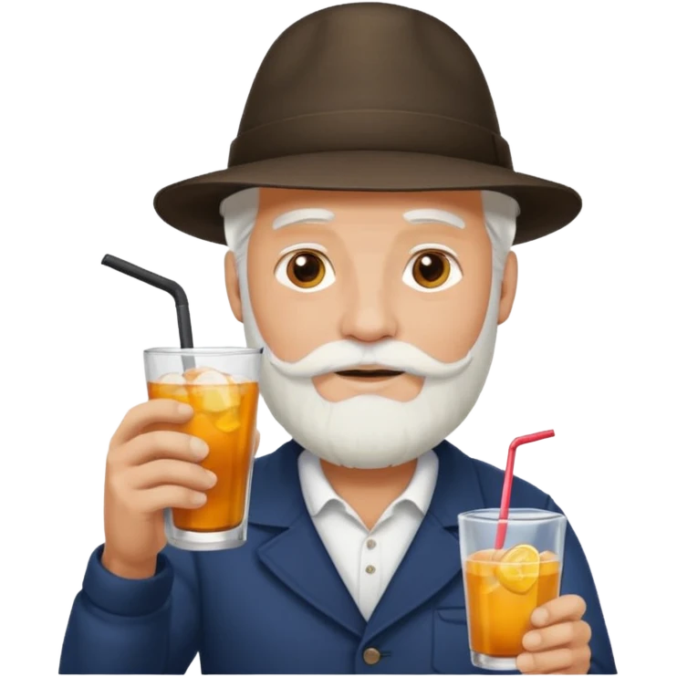  tatoo guy Drink holders with hat white hair white bearded  emoji