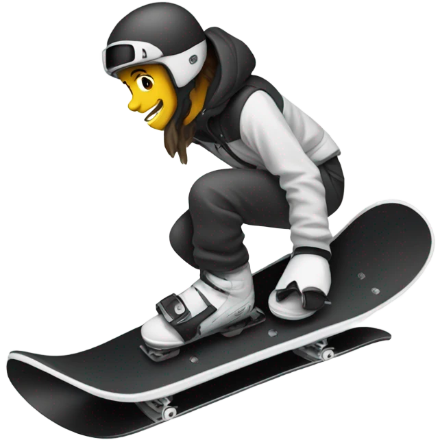 Black snowboard with white bindings emoji