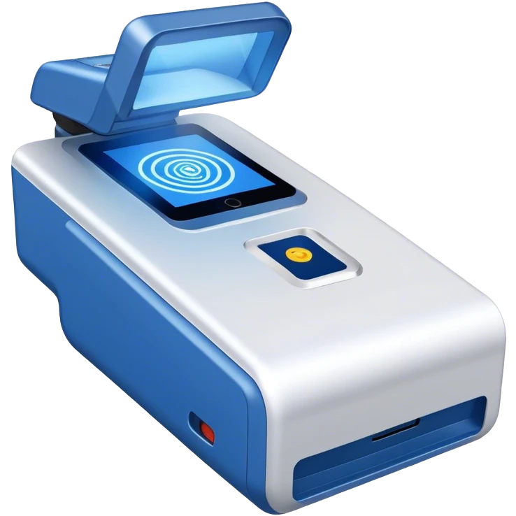 mobile scanner, blue laser, front view emoji
