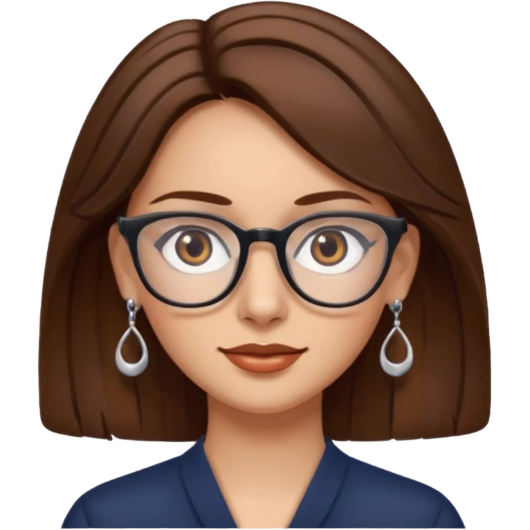 Women brown eye and brown hair with glassess and earing emoji