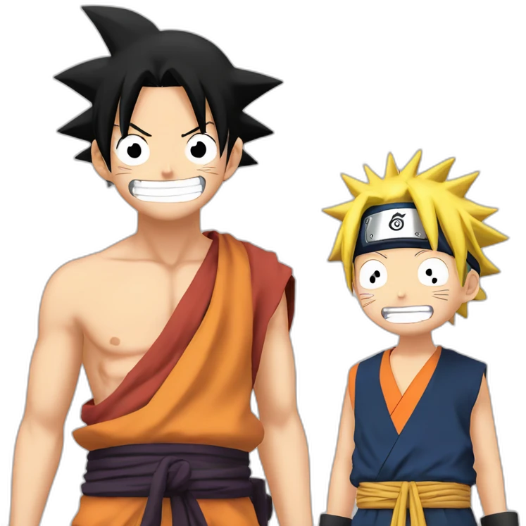 Luffy and Naruto Saying Happy Dasara emoji