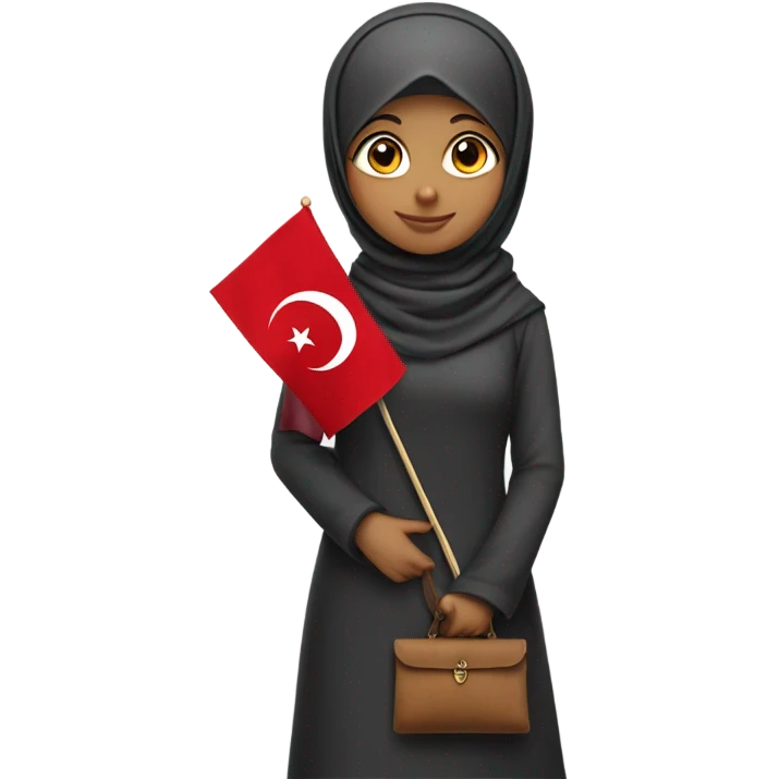 girl wearing hijab holding Turkish flag in one hand and gummies in the other hand emoji