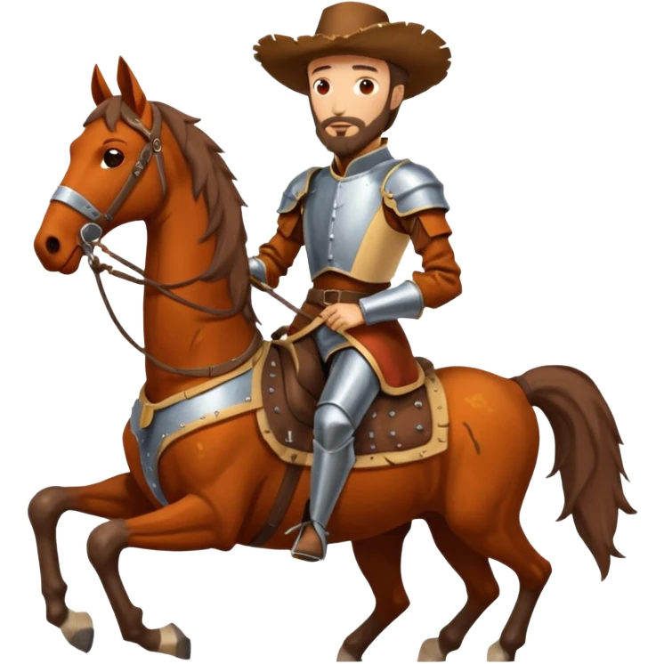 funny Don Quixote on his horse Rocinante emoji
