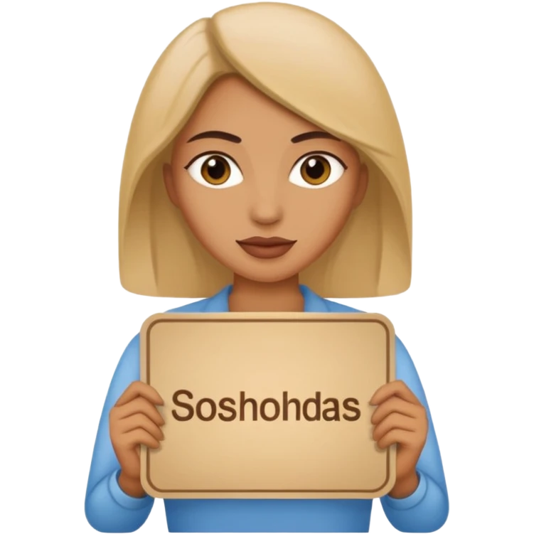 women with a sign with "Sosholondas" on it emoji