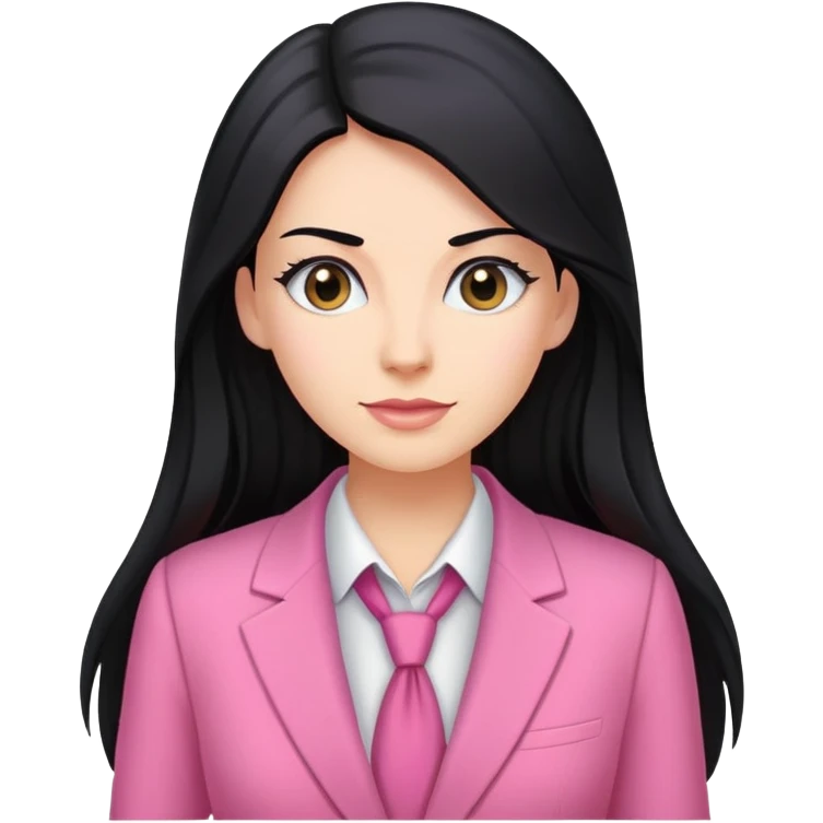 Business chlothes pink woman caucasian long black hair girl emoji