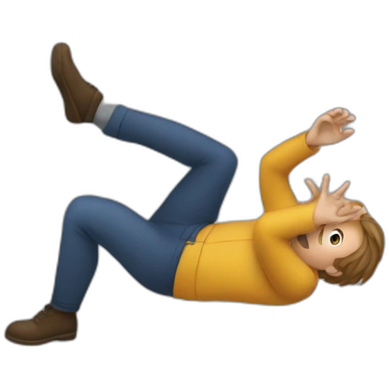 Person falling in a big hold emoji