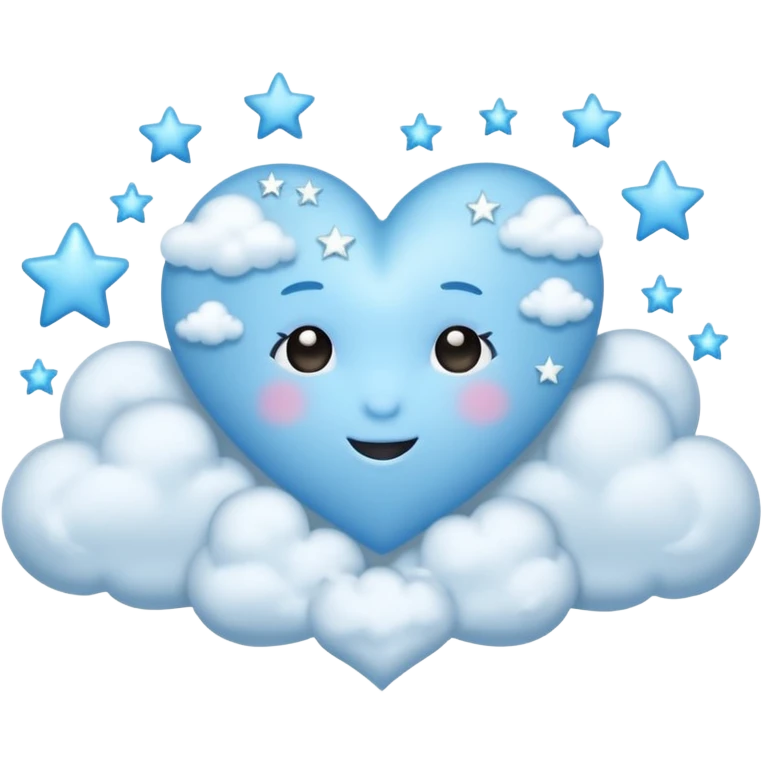 light blue heart with clouds and stars emoji
