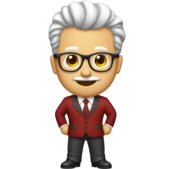 Ejecutivo con rulos lentes traje de color rojo cuerpo entero  emoji