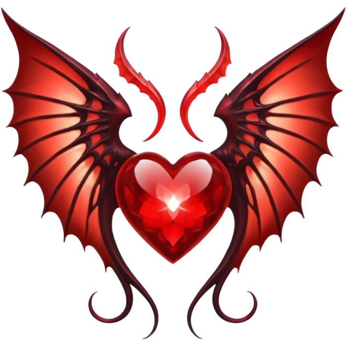 small succubus wings, cryhstal heart  emoji