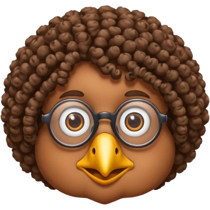 bird with curly hair two eyes and spectacles emoji